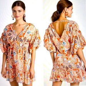 NWOT MISA LOS ANGELES Sari Floral Poplin Balloon-Sleeve Mini Dress Size M